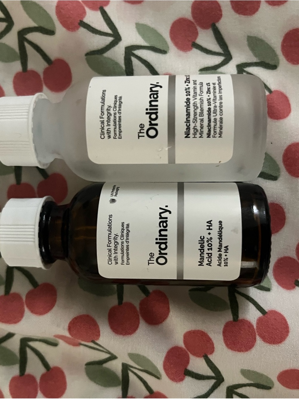 The Ordinary Skincare Serums — Brown and Clear Bottles